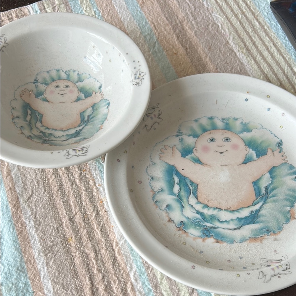 Vintage cabbage patch kids Ceramic Plate & Bowl